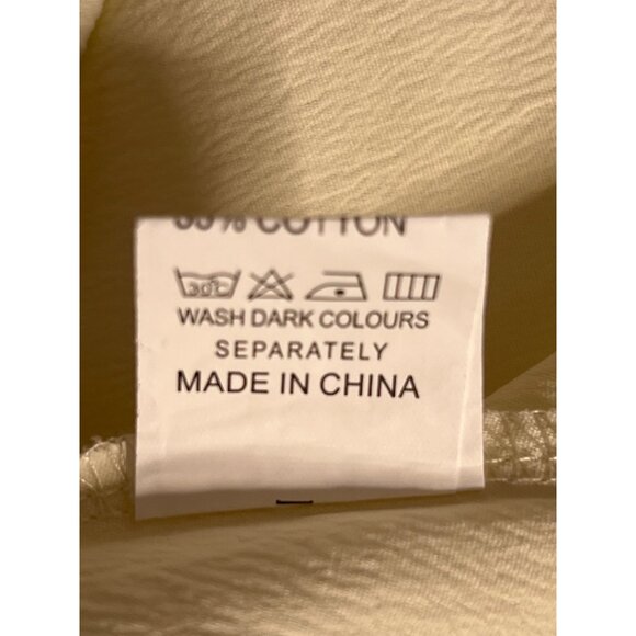 Cream V-Neck Short Sleeve Babydoll Dress  Size M Mini Short Sleeve Chic - Picture 14 of 15